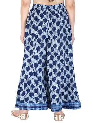 blue cotton straight palazzo - 17697948 - Standard Image - 3
