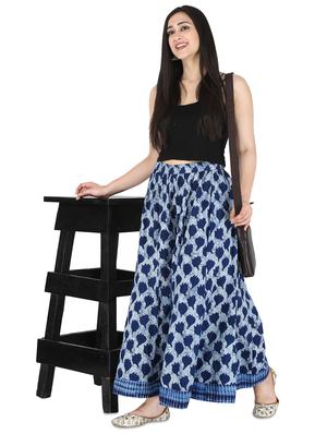 blue cotton straight palazzo - 17697948 - Standard Image - 4