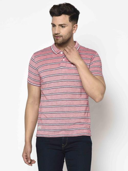 pink striped polo t-shirt - 17697956 - Standard Image - 1