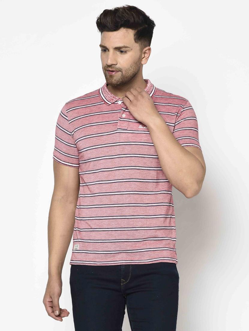 pink striped polo t-shirt - 17697956 - Zoom Image - 1