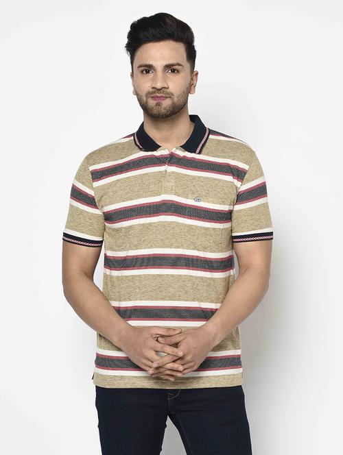 brown striped polo t-shirt - 17697984 - Standard Image - 1
