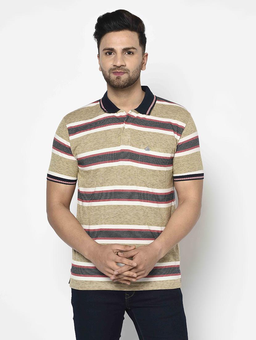 brown striped polo t-shirt - 17697984 - Zoom Image - 1