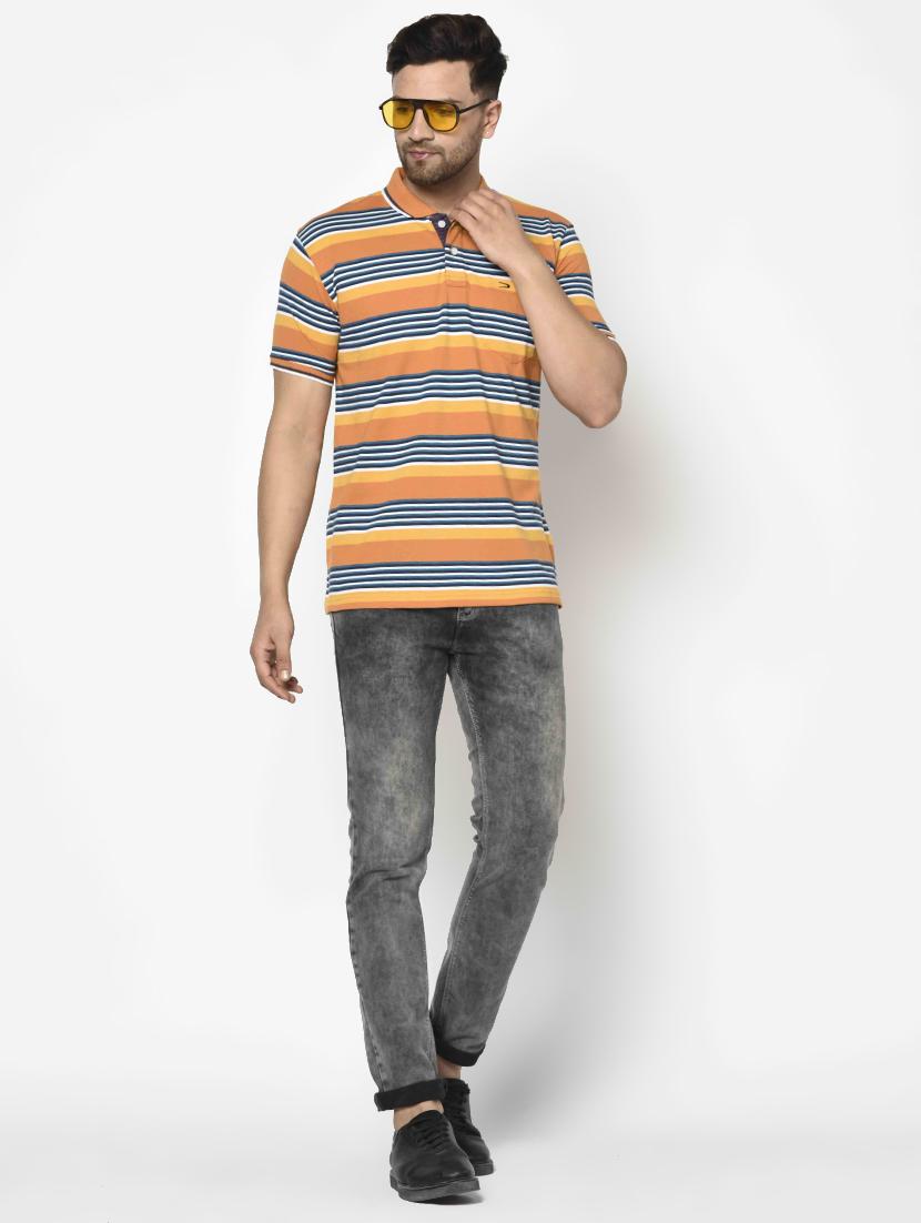 orange striped polo t-shirt - 17697998 - Zoom Image - 3