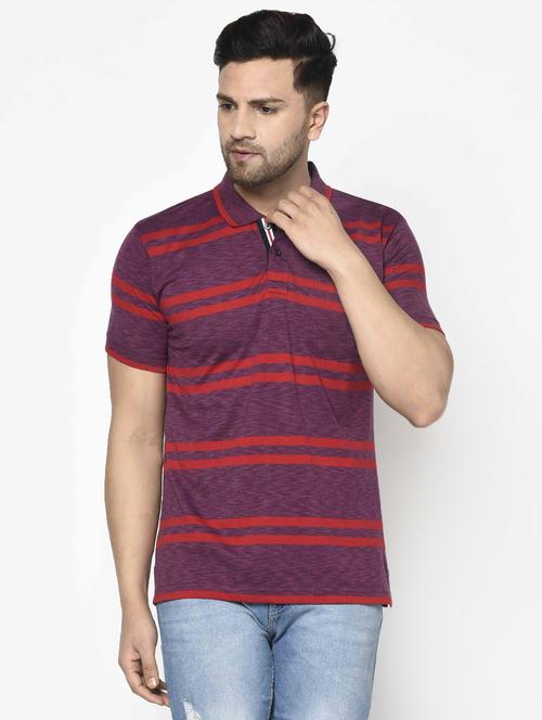 purple striped polo t-shirt - 17698028 - Standard Image - 1