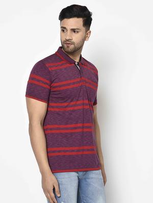 purple striped polo t-shirt - 17698028 - Standard Image - 2