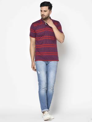 purple striped polo t-shirt - 17698028 - Standard Image - 4