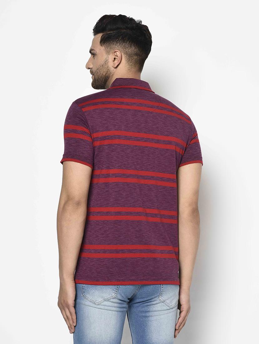 purple striped polo t-shirt - 17698028 - Zoom Image - 3