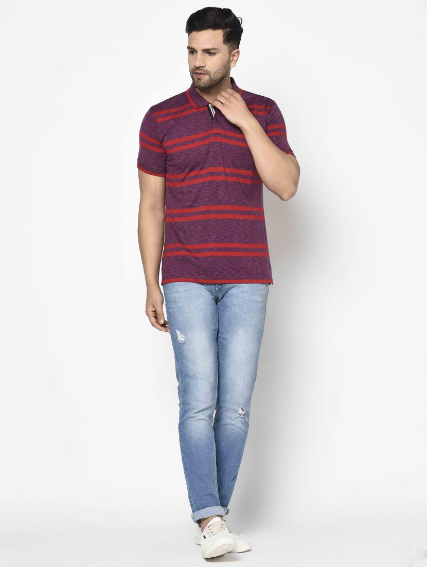 purple striped polo t-shirt - 17698028 - Zoom Image - 4