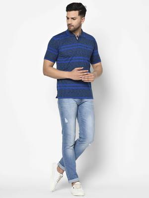 blue striped polo t-shirt - 17698053 - Standard Image - 3