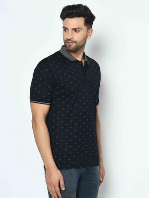 black printed polo t-shirt - 17698058 - Standard Image - 2