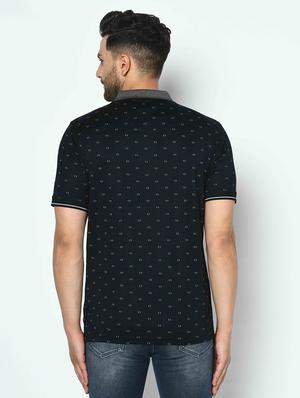 black printed polo t-shirt - 17698058 - Standard Image - 3