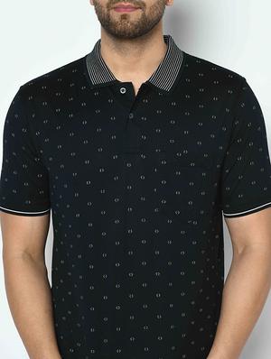 black printed polo t-shirt - 17698058 - Standard Image - 4
