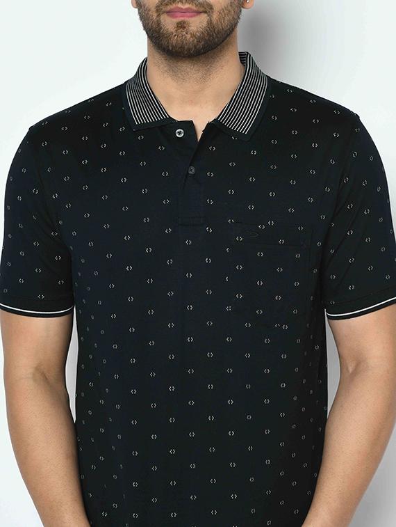 black printed polo t-shirt - 17698058 - Zoom Image - 4