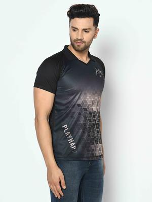 black printed collared t-shirt - 17698064 - Standard Image - 2