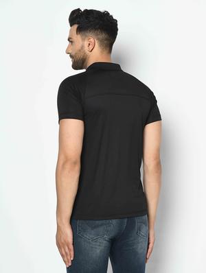 black printed collared t-shirt - 17698064 - Standard Image - 3