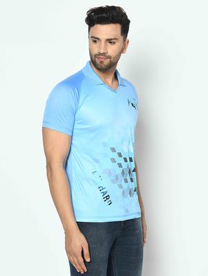 light blue printed collared t-shirt - 17698069 - Standard Image - 2