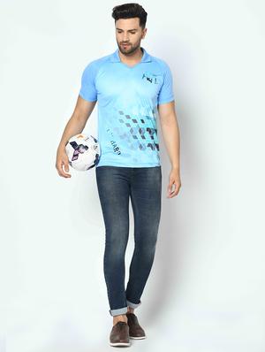 light blue printed collared t-shirt - 17698069 - Standard Image - 4