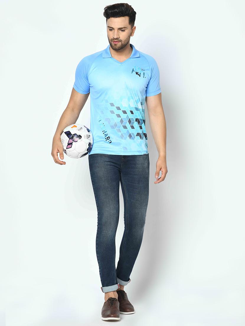light blue printed collared t-shirt - 17698069 - Zoom Image - 4
