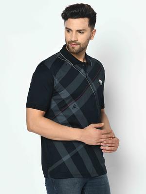 black checkered polo t-shirt - 17698086 - Standard Image - 2