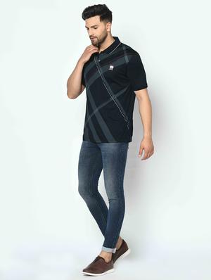 black checkered polo t-shirt - 17698086 - Standard Image - 4