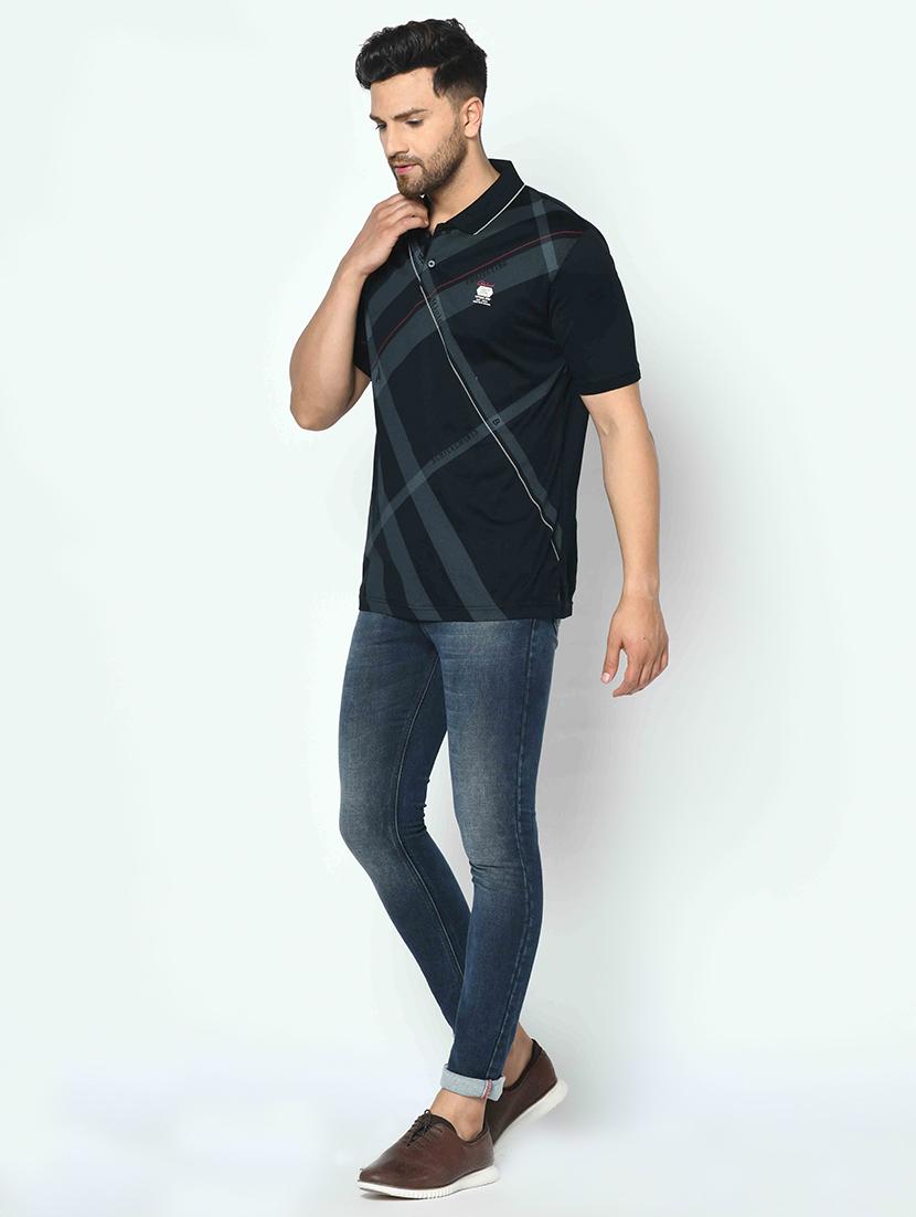 black checkered polo t-shirt - 17698086 - Zoom Image - 4