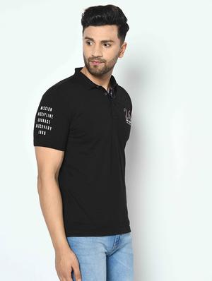 black printed polo t-shirt - 17698105 - Standard Image - 2