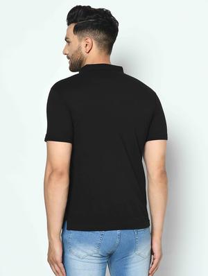 black printed polo t-shirt - 17698105 - Standard Image - 3