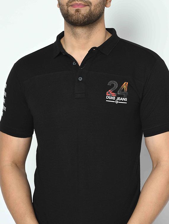 black printed polo t-shirt - 17698105 - Zoom Image - 5