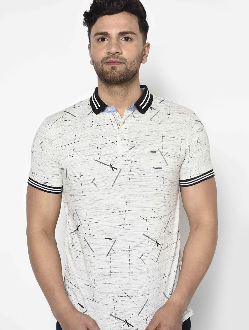 grey printed polo t-shirt - 17698120 - Zoom Image - 1