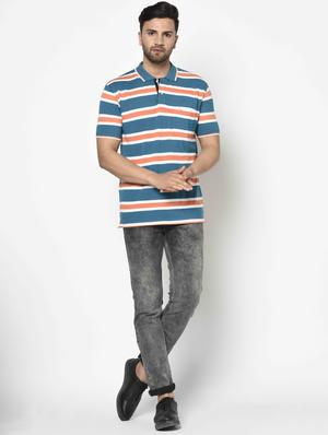 blue striped polo t-shirt - 17698140 - Standard Image - 4
