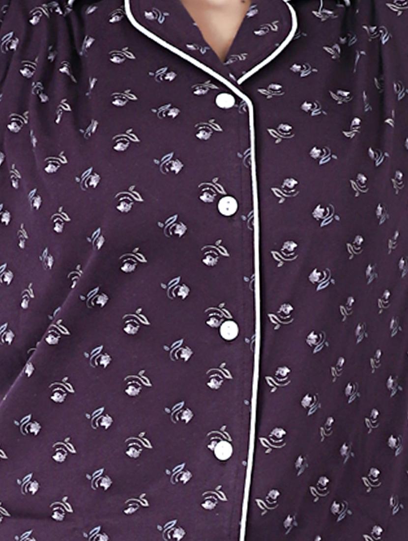 brown printed nightwear pajama set - 17698205 - Zoom Image - 4
