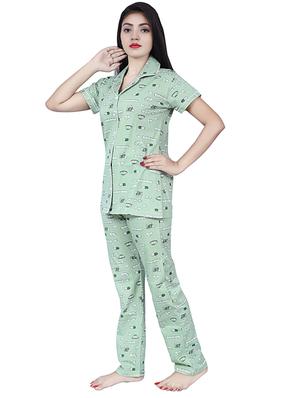 green printed nightwear pajama set - 17698208 - Standard Image - 2