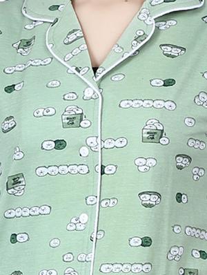 green printed nightwear pajama set - 17698208 - Standard Image - 4