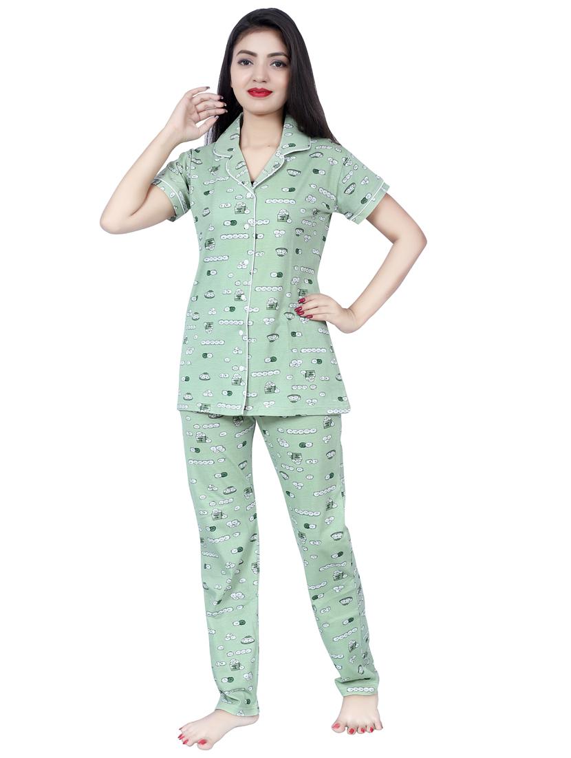 green printed nightwear pajama set - 17698208 - Zoom Image - 1