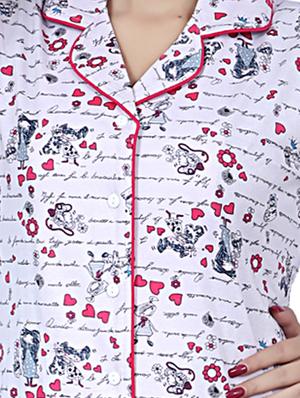 white printed nightwear pajama set - 17698209 - Standard Image - 4