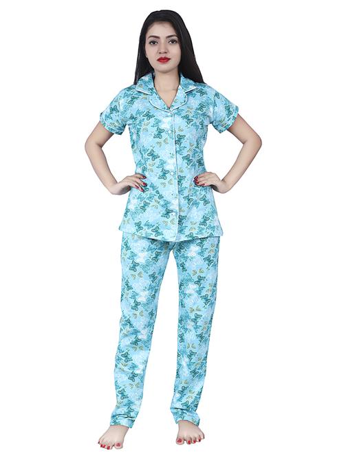 blue printed nightwear pajama set - 17698212 - Standard Image - 1