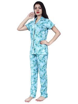 blue printed nightwear pajama set - 17698212 - Standard Image - 2