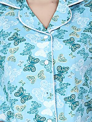 blue printed nightwear pajama set - 17698212 - Standard Image - 4
