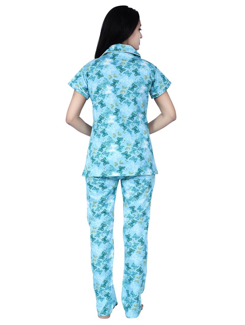 blue printed nightwear pajama set - 17698212 - Zoom Image - 3
