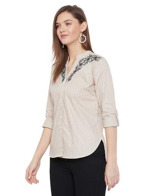 mandarin neck embroidered shirt - 17698497 - Standard Image - 2