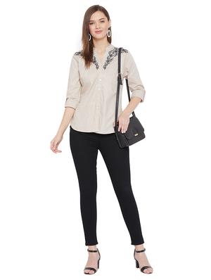 mandarin neck embroidered shirt - 17698497 - Standard Image - 5