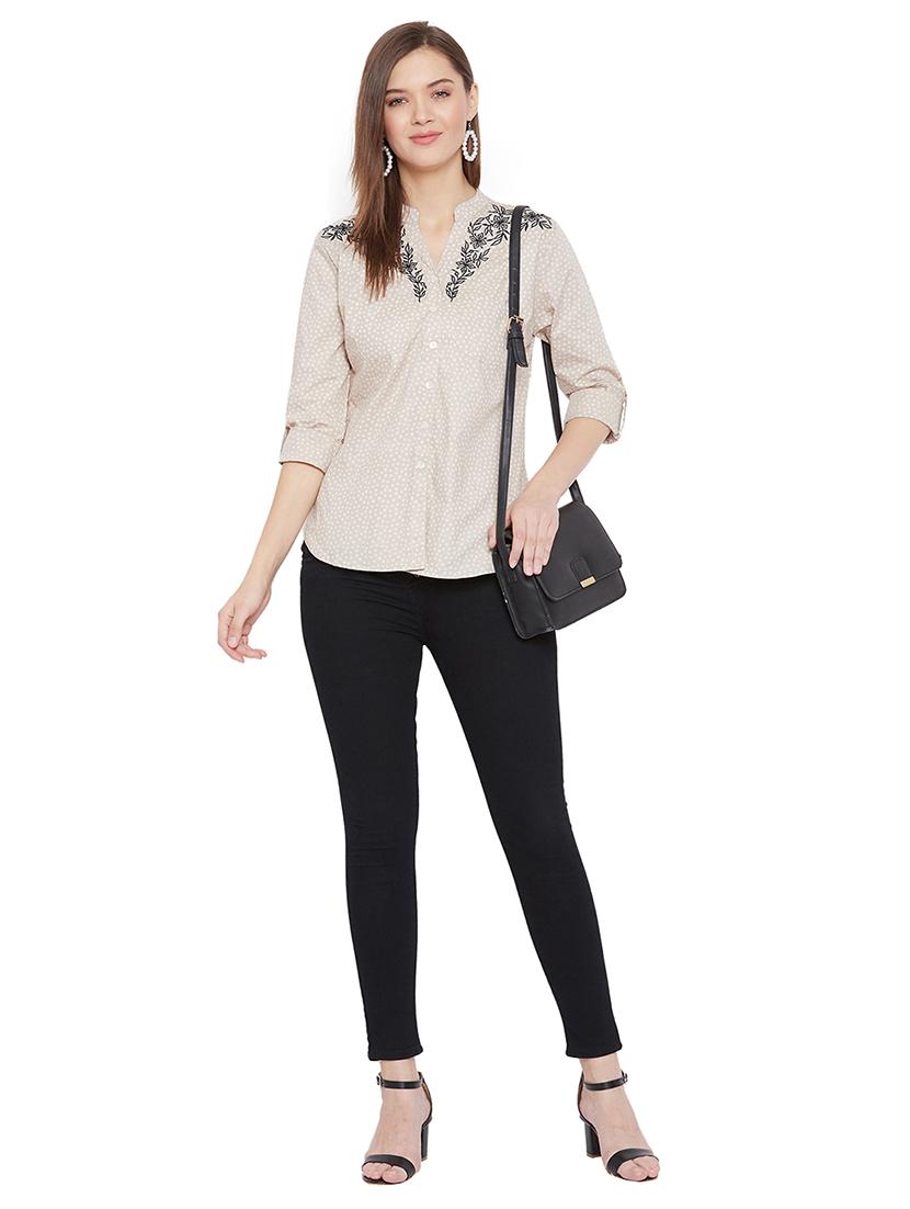 mandarin neck embroidered shirt - 17698497 - Zoom Image - 5