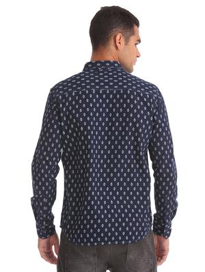 blue printed casual shirt - 17698780 - Standard Image - 3