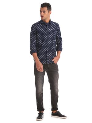 blue printed casual shirt - 17698780 - Standard Image - 4