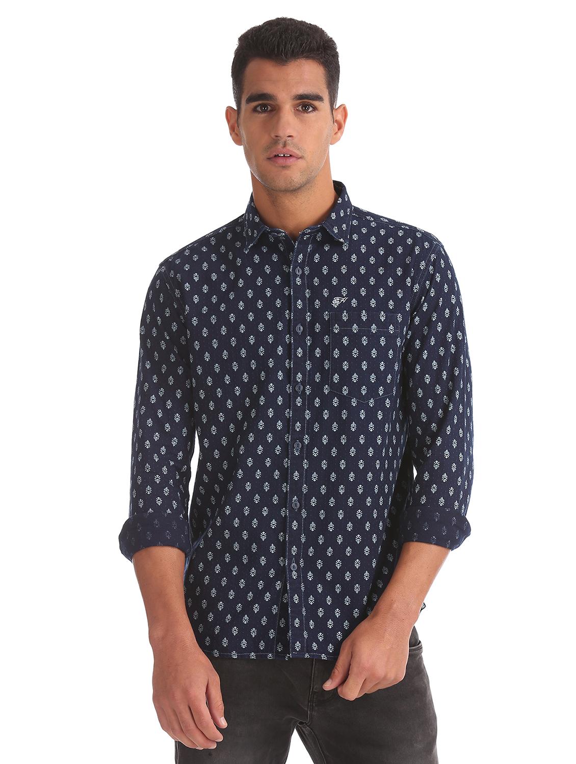 blue printed casual shirt - 17698780 - Zoom Image - 1