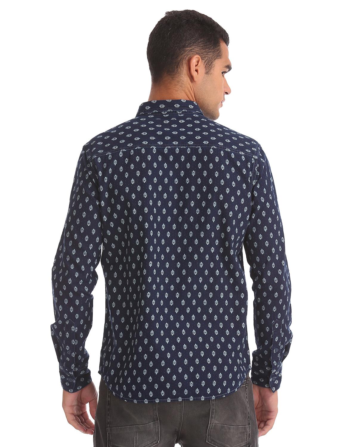 blue printed casual shirt - 17698780 - Zoom Image - 3
