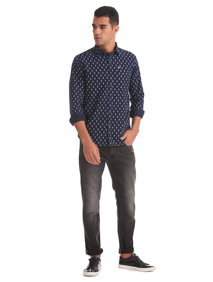 blue printed casual shirt - 17698780 - Zoom Image - 4