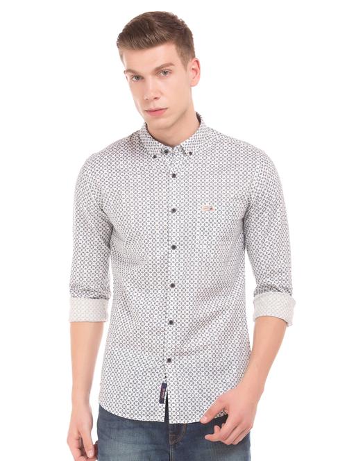 white printed casual shirt - 17699236 - Standard Image - 1