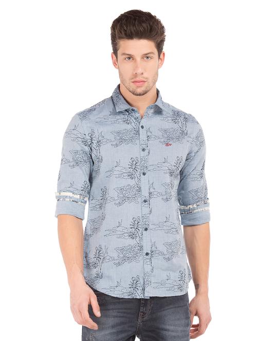 blue floral casual shirt - 17699399 - Standard Image - 1