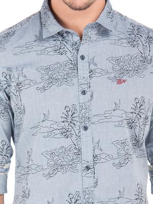 blue floral casual shirt - 17699399 - Standard Image - 5